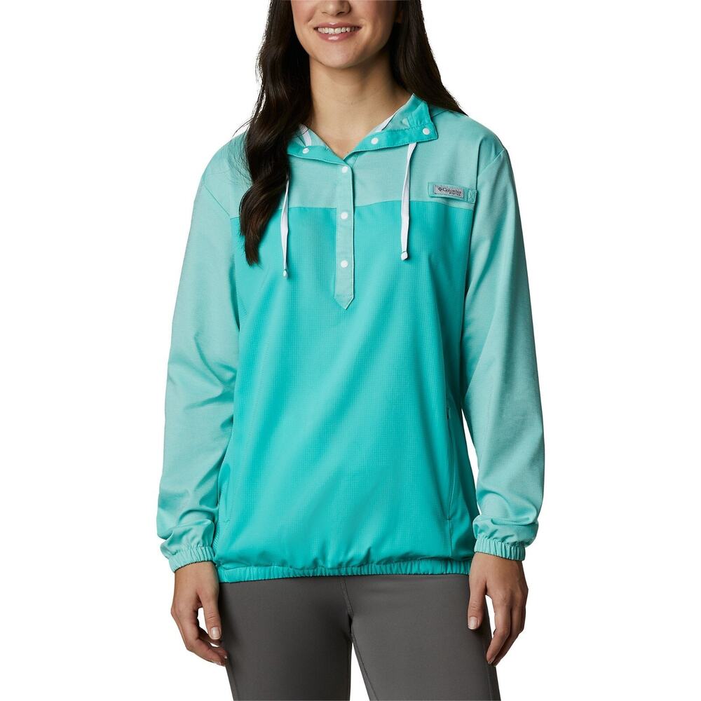 Columbia Tamiami Long-Sleeve Hoodie for Ladies - Dolphin/White - S